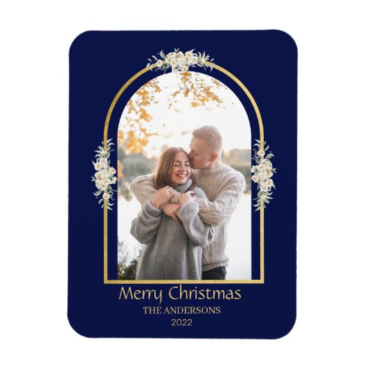 Modern minimalist Floral Arch Foto Royal Blue Magneet (Verticaal)