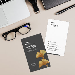 Modern minimalist Floral Golden Ginkgo Visitekaartje