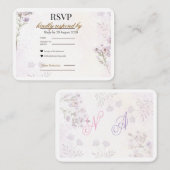 Modern Minimalist Floral RSVP Card | Lavender Rose Informatiekaartje (Voorkant / Achterkant)