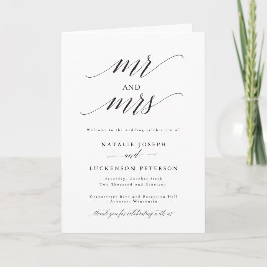 Modern Minimalist Folded Wedding Program Programma (Voorkant)