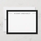 Modern Minimalist Frame Black White Flat Note Card Notitiekaartje (Voorkant)
