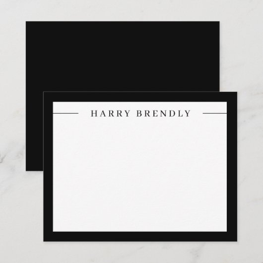 Modern Minimalist Frame Black White Flat Note Card Notitiekaartje (Voorkant / Achterkant)