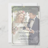 Modern Minimalist Full Photo Overlay Wedding  Kaart (Voorkant)