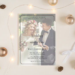 Modern Minimalist Full Photo Overlay Wedding Kaart