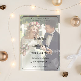 Modern Minimalist Full Photo Overlay Wedding  Kaart