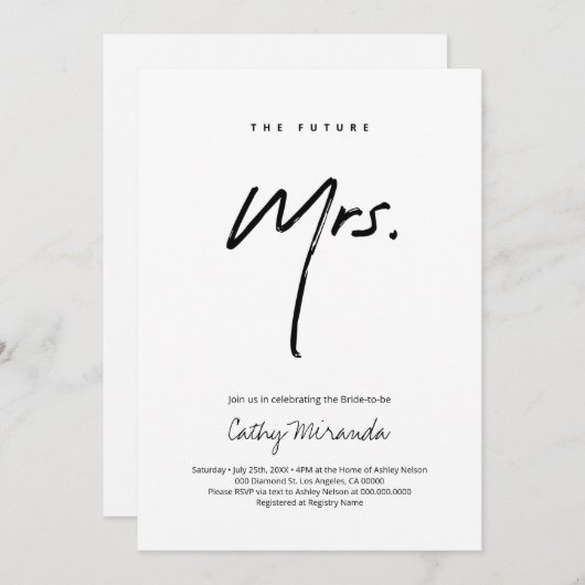 Modern minimalist Future Mrs. Vrijgezellenfeest Kaart (Voorkant / Achterkant)