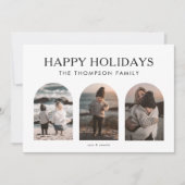 Modern Minimalist Gepersonaliseerd drie foto Kerst Feestdagenkaart (Voorkant)