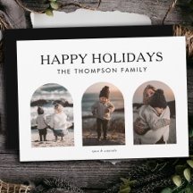 Modern Minimalist Gepersonaliseerd drie foto Kerst