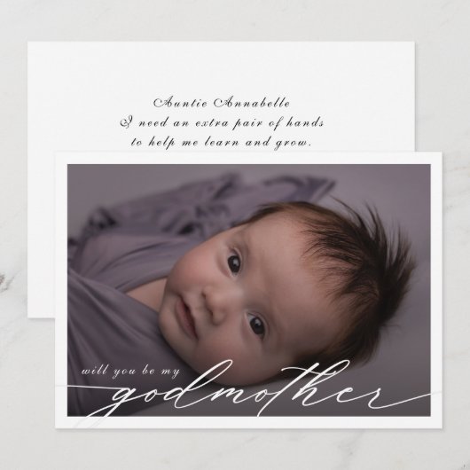Modern minimalist Godmoeder-fotovoorstel (Voorkant / Achterkant)
