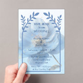 Modern Minimalist Gold and Blue Poppy Acryl Uitnodigingen (Insitu (Draagbaar))