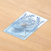 Modern Minimalist Gold and Blue Poppy Acryl Uitnodigingen (Laagn)