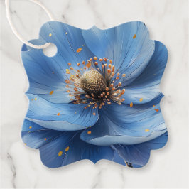Modern Minimalist Gold and Blue Poppy Bedankjes Labels
