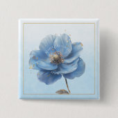 Modern Minimalist Gold and Blue Poppy Button (Voorkant)