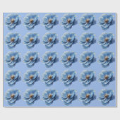 Modern Minimalist Gold and Blue Poppy  Cadeaupapier (Vlak)