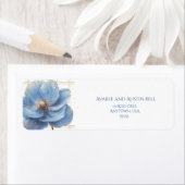 Modern Minimalist Gold and Blue Poppy Etiket (Insitu)