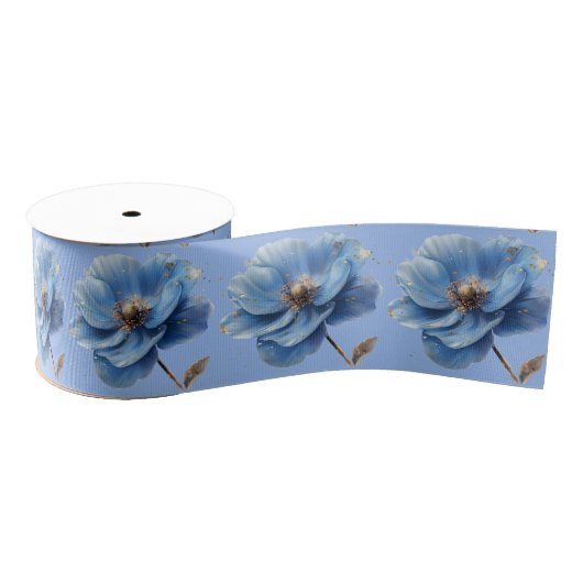 Modern Minimalist Gold and Blue Poppy  Grosgrain Lint (Spoel)