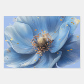 Modern Minimalist Gold and Blue Poppy  Inpakpapier Vel (Voorkant)