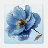 Modern Minimalist Gold and Blue Poppy Ornament (Voorkant)