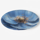 Modern Minimalist Gold and Blue Poppy Papieren Bordje (Gekanteld)