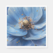 Modern Minimalist Gold and Blue Poppy  Servet (Voorkant)