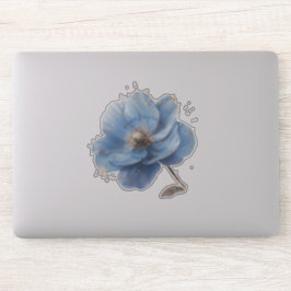 Modern Minimalist Gold and Blue Poppy Sticker