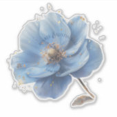 Modern Minimalist Gold and Blue Poppy Sticker (Voorkant)