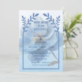 Modern Minimalist Gold and Blue Poppy Wedding   Kaart (Staand voorkant)