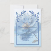 Modern Minimalist Gold and Blue Wedding RSVP Kaartje (Voorkant)