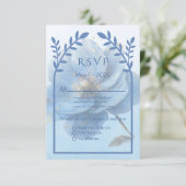 Modern Minimalist Gold and Blue Wedding RSVP Kaartje (Staand voorkant)