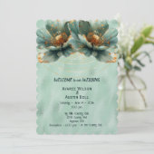 Modern Minimalist Gold and Emerald Wedding  Kaart (Staand voorkant)