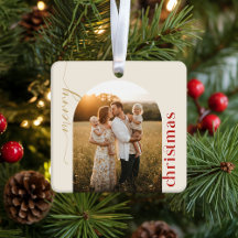 Modern Minimalist Gold and Red Script Christmas