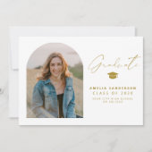 Modern minimalist gold and white photo graduation kaart (Voorkant)