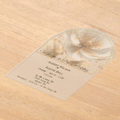 Modern Minimalist Gold and White Wedding Acryl Uitnodigingen (Laagn)