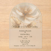 Modern Minimalist Gold and White Wedding Acryl Uitnodigingen (Voorkant)