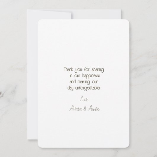 Modern Minimalist Gold and White Wedding Bedankkaart (Achterkant)