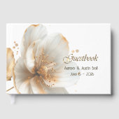 Modern Minimalist Gold and White Wedding Gastenboek (Voorkant)
