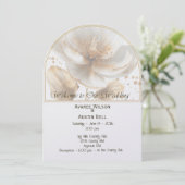 Modern Minimalist Gold and White Wedding Kaart (Staand voorkant)