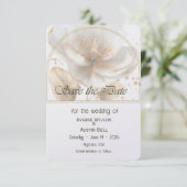 Modern Minimalist Gold and White Wedding Save The Date (Staand voorkant)