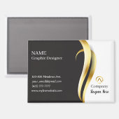 Modern Minimalist Gold Black White Business Magneet (Voorkant / Achterkant)