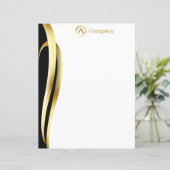 Modern Minimalist Gold Black White Paper Sheet (Staand voorkant)
