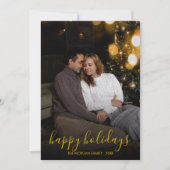 Modern Minimalist Gold Script Happy Holidays Photo Feestdagenkaart (Voorkant)