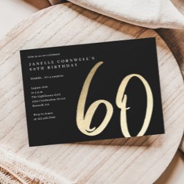 Modern Minimalist Gold Type 60th Birthday Magnetische Uitnodiging