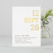 Modern Minimalist Gold Wedding | Clean Photo Folie Uitnodiging (Staand Voorkant)