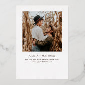 Modern Minimalist Gold Wedding | Clean Photo Folie Uitnodiging (Achterkant)