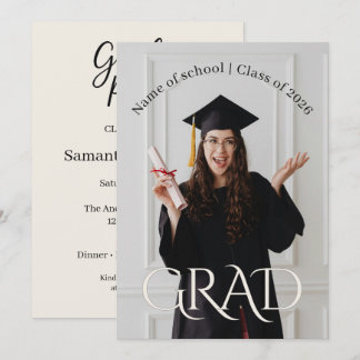 Modern Minimalist Grad | Elegant Photo Grad Party Kaart