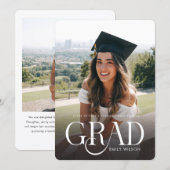 Modern Minimalist Graduate Two Photo Graduation Aankondiging (Voorkant / Achterkant)