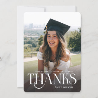 Modern Minimalist Graduate Two Photo Graduation Bedankkaart