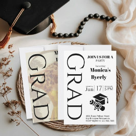 Modern Minimalist Graduation Party Invitation  Kaart