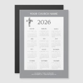 Modern Minimalist Gray 2026 Calendar Magnet (Voorkant / Achterkant)
