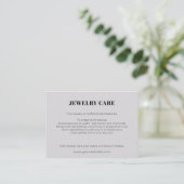 Modern Minimalist Gray Jewelry Care Insert Card Informatiekaartje (Staand voorkant)